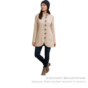 Neon Buddha Beige Tunic Jacket Minimalist Boho Lagenlook Travel M